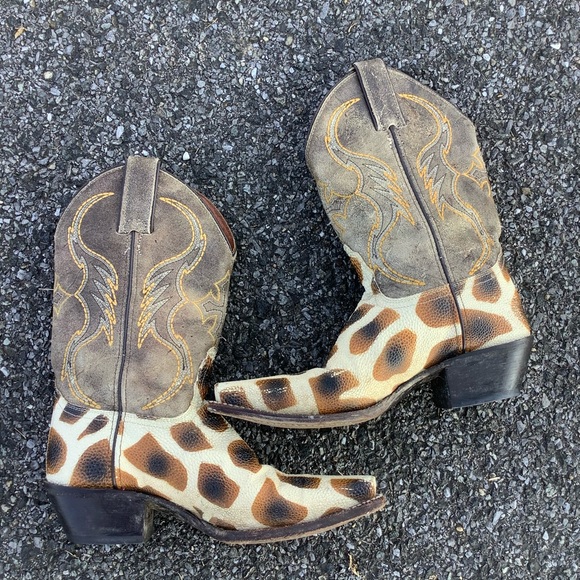 Vintage Nocona RARE Boots Womens 7.5 Leather Animal Print Western Cowboy Cowgirl - Picture 3 of 10
